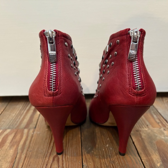 5 Vince Camuto Red Studded Peep Toe Booties - Picture 4 of 5
